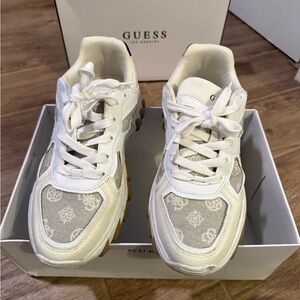 Guess White and Cream Sneakers